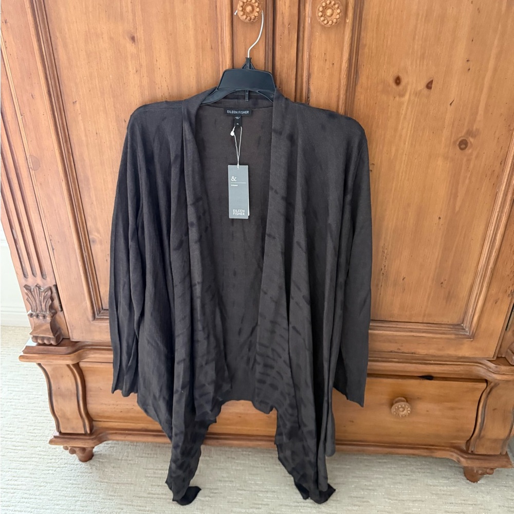 Eileen Fisher Black Draped Cardigan